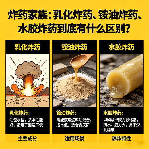 三元炸药家族：乳化炸药、铵油炸药、水胶炸药到底有什么区别？